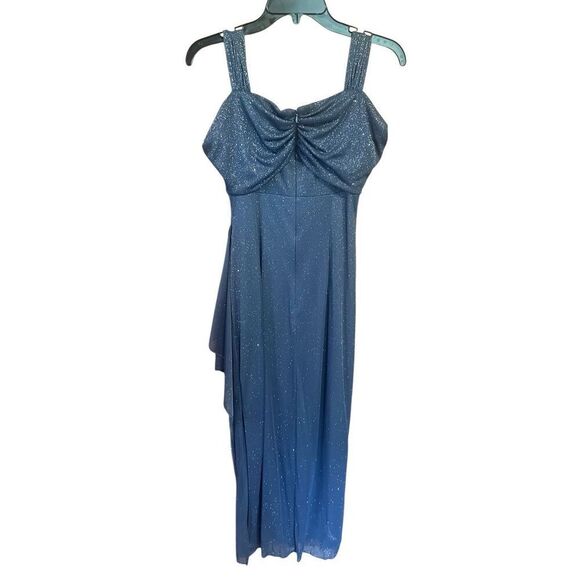 Alex Evenings Sleeveless Maxi Gown Grey/Silver Sz 4P - Picture 2 of 8